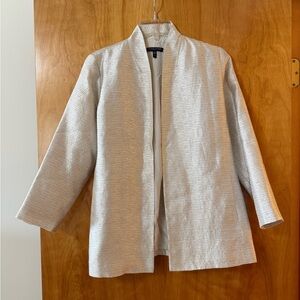 Eileen Fisher Open Front Blazer Jacket Silk Wool Blend Lined Petite Small PS SP